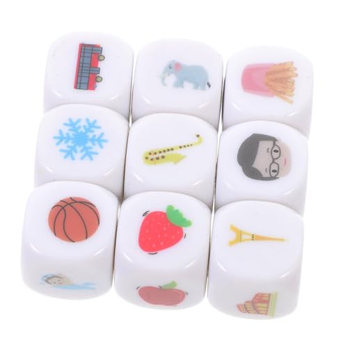 Abaodam 9 Stück Puzzle-Spielwürfel brettspiele sechsseitige Würfel Fantasiewürfel Hausarbeitswürfel Spielwürfel zum Geschichtenerzählen Würfel Storytelling-Zubehör Acryl von Abaodam