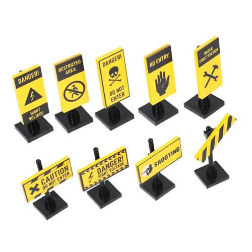 Abaodam 9 Teiliges Warnschild Miniatur Warnschild Mini Vorsichtsschild Mini Warnschild Dekoration Stoppschild Straßenschilder Ornamente Mini Puppenhaus Zubehör Miniatur von Abaodam