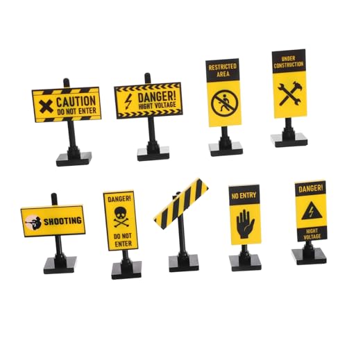 Abaodam 9 Teiliges Warnschild Straßenschilder Ornamente Stoppschild Miniatur Straßenhandwerk Mini Warnschild Dekoration Mini Vorsichtsschild Mini Puppenhauszubehör Miniatur von Abaodam