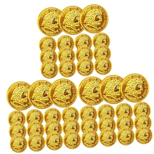 Abaodam 900 STK Spielzeugmünzen Aus Kunststoff Bulk-Schokolade Schatzkiste Aus Kunststoff Schatz Münze Piraten-Party-Ornament Golden Plastik Kind Brettspiel von Abaodam