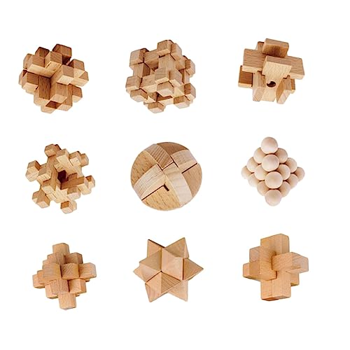Abaodam 9St Kinderspielzeug Puzzle für Erwachsene Denkspiel Spielzeuge Lubanschlösser aus Holz unlook Puzzle-Spiel Minsuo Rätsel Luban-Schloss 3D Bambus von Abaodam