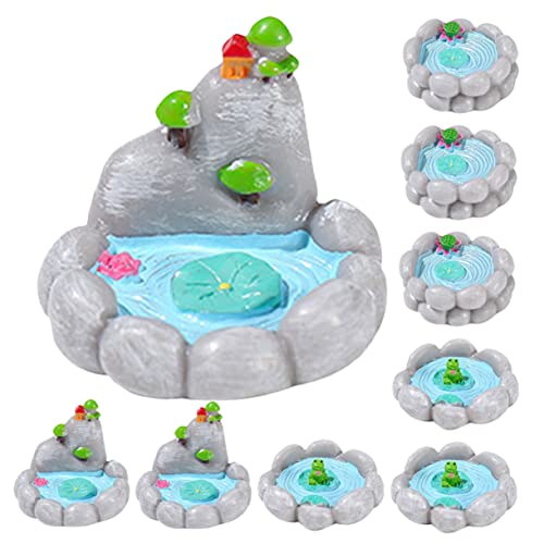 Abaodam Entzückendes 9-teiliges Mini-teich-Ornament-Set Feenblumen-teichdekor Aus Harz Für Schreibtischdekoration Und Haushaltsbedarf von Abaodam