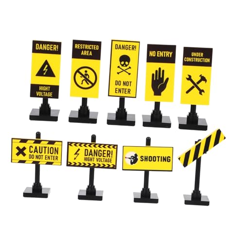 Abaodam 10 Stück Mini-verkehrszeichen-Set Realistisches Verkehrszeichen-Spielzeug Für Jungen Und Mädchen Pädagogisches Lernspielzeug Simulations-bauspielset von Abaodam