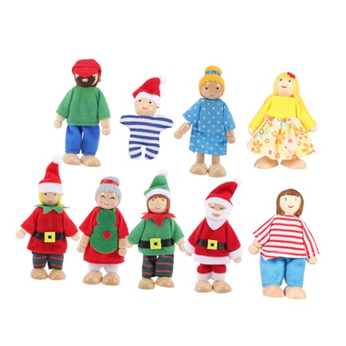 Abaodam 9Stücke Teiliges Weihnachts Puppenfamilien Flexible Rollenspiel Puppen für Fantasievolles für Kommunikation von Abaodam