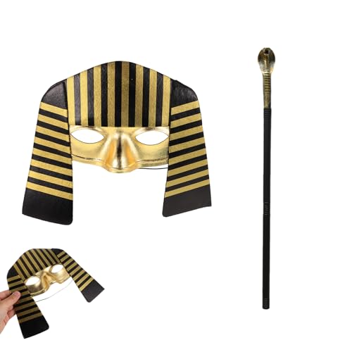 Abaodam Ägyptische Maske Schlangenstab Spazierstock Für Halloween Spazierstock Halloween Maske Für Kinder Mystische Altägyptische Themen-Ankleideparty von Abaodam