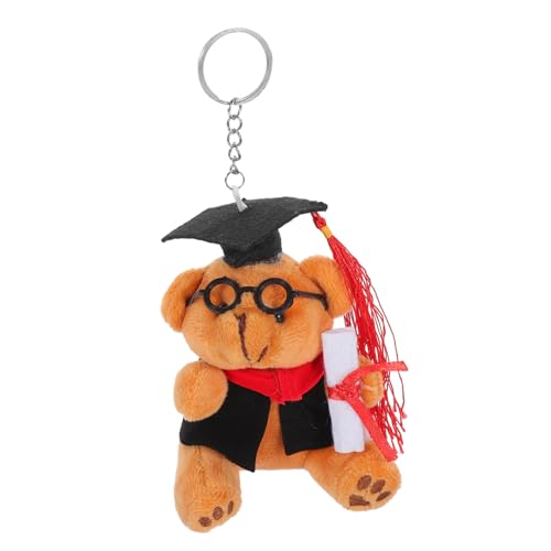 Abaodam Abschlussbär Schlüsselanhänger Schlüsselhalter Grad Plüschbär Schlüsselanhänger Tasche Schlüsselkette Abschlussbouquet Rucksack-schlüsselanhänger Deko Brown Pp Baumwolle von Abaodam