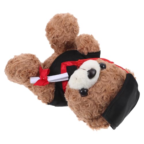 Abaodam Abschlussbärenpuppe Absolvent Stofftier Bären-Andenken Bären-Souvenir Abschlussbär-Arrangement Abschlussbär-Dekoration Blumenbär-Souvenir Blumenbär-Accessoire PP Baumwolle rot von Abaodam