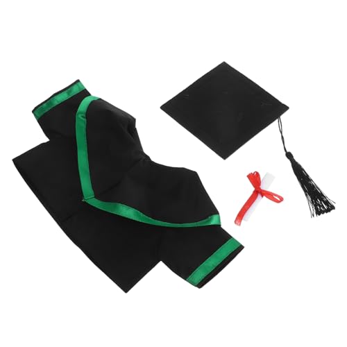 Abaodam Bär Kostüm mit Abschlussmütze und Robe für Plüschtiere für Abschlussfeiern Foto Requisiten und Bestehend aus Grüne Umhänge und Schwarze Quastenmütze von Abaodam