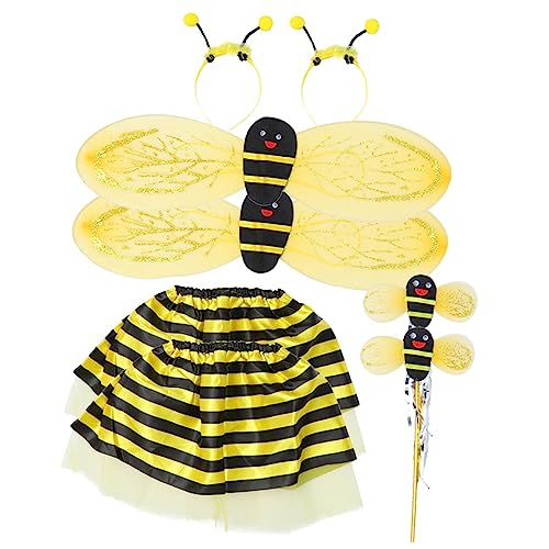 Abaodam Bienenkostüm, Rock, Flügel, Stirnband, Zauberstab, Requisiten, bezaubernde Biene, Cosplay, für Partys, leichtes Partyzubehör, 2 Sets von Abaodam