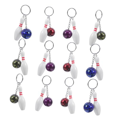 Abaodam Bowling-Schlüsselanhänger, Sport-Match-Souvenirs, niedliche Schlüsselanhänger, Ornamente für bezaubernde Bowling-Anhänger, 12 Stück von Abaodam