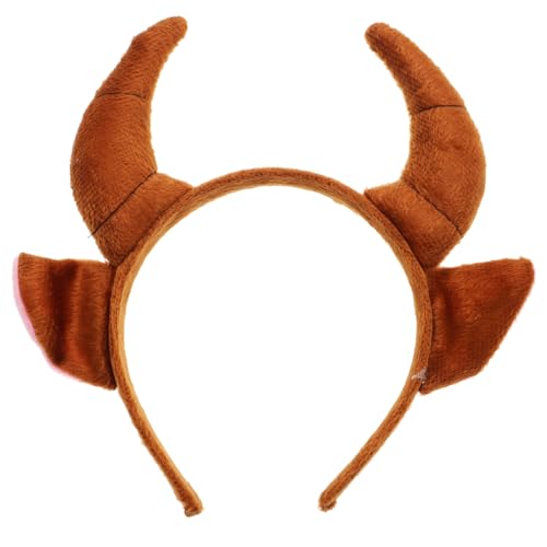 Abaodam Braunes Ox Horn Stirnband mit Tierohren Cartoon Kostüm Haarreif für Erwachsene Geeignet für Halloween Party Cosplay und Mottoparty Unisex Zubehör für Jungen und Mädchen von Abaodam