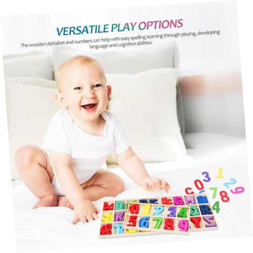 Abaodam Buntes Holzbuchstaben und Zahlen Mittlere Glatte Oberfläche Pädagogische Holzbuchstaben und Zahlen für Vorschulkinder Alphabet Lernspielzeug für Frühe und Zahlenentwicklung von Abaodam