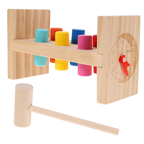 Abaodam Buntes Montessori Klopfspielzeug aus Holz Nagelspiel für Motorikförderndes Lernspiel mit Uhrmotiv Hand Auge Koordination und Farbenerkennung Pädagogisches Schlagspiel Ab Jahren von Abaodam