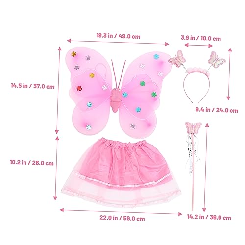 Abaodam Butterfly Kostüm für Mädchen Teiliges Feen Outfit mit Flügeln Zauberstab Kopfband und Rock Leicht Langlebig und Farbenfroh für Fasching Karneval und Cosplay von Abaodam