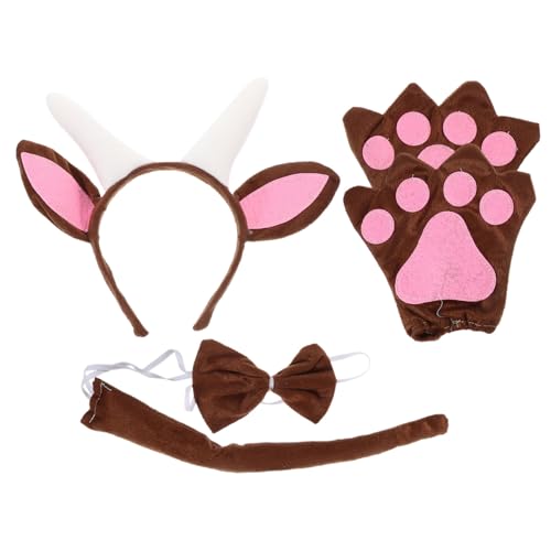 Abaodam Cosplay Ziegenhörner Stirnband mit und Fliege Leichtes Flauschiges Party Kopfschmuck Accessoire für Tanzshows und Kostümpartys von Abaodam