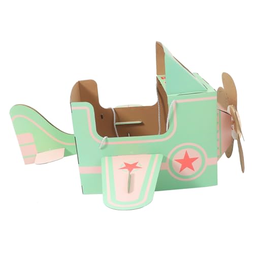 Abaodam DIY Airplane Karton Kostüm Tragbares Kreatives Einfach Zusammenbaubares Grünes Flugzeug für Kleinkinder Geeignet für Indoor und Outdoor Spielspaß von Abaodam