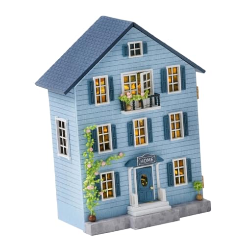 Abaodam DIY Miniatur Holz Puppenhaus Set mit Möbeln Kreatives Miniaturhaus für Jugendliche Stabiles Holzmodell als Weihnachtsdeko und Dekoratives Wohnaccessoire von Abaodam
