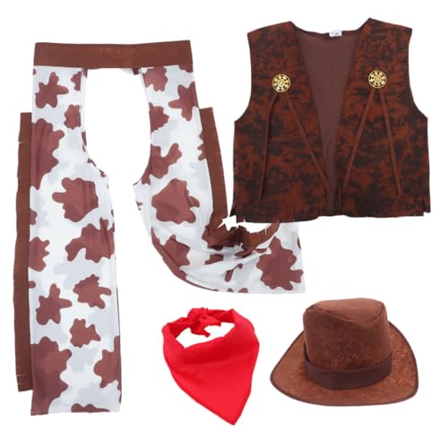 Abaodam Western-kostüm Für Jungen Inklusive Cowboy-Hut Und Bandana Für Halloween Geburtstagsfeiern Und Cosplay Komplettes Outfit Bequemen Stoffen von Abaodam