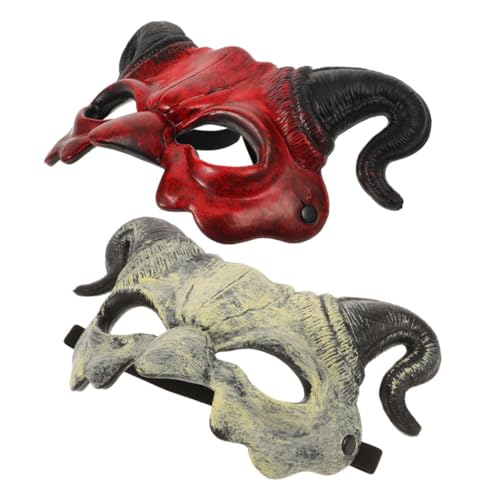 Abaodam Devil Half Mask mit Hörnern Leichte Stabile Halloween Maske im Ziegenkopf-design für Cosplay Party Karneval und Bühnenauftritte Komfortabel und Tragbar von Abaodam