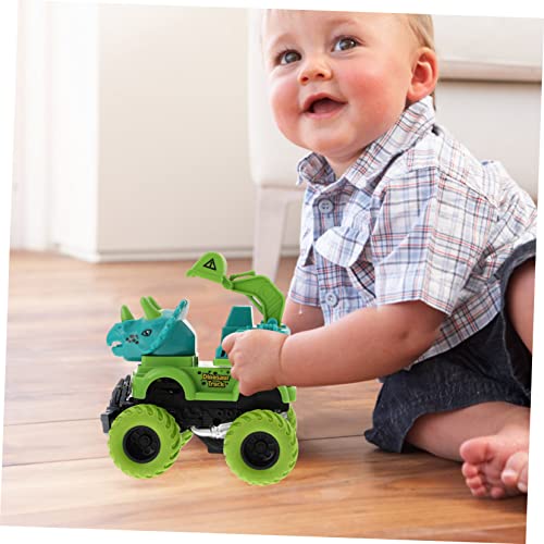 Abaodam Dinosaurier Ingenieurspielzeug Auto mit Rückzugsmotor Bunter Kinderwagen Robustes Inertialfahrzeug Interaktives Lernspielzeug für Kleinkinder Geburtstagsgeschenk von Abaodam