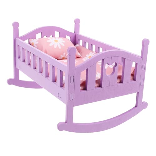 Abaodam Dollhouse Schlafzimmermöbel Kleine Krippe Miniatur -krippe Und Bett Mini House Crib Entzückend Mini -bettmodell Für Mini House von Abaodam