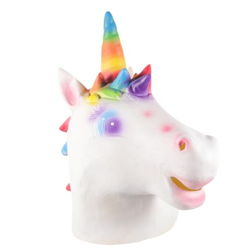 Abaodam Einhorn Vollmaske für Erwachsene Bunte Tierkopfverkleidung für Halloween Kostüm und Karnevalsparty Lustige Cosplay Einzigartige Prank Requisite von Abaodam
