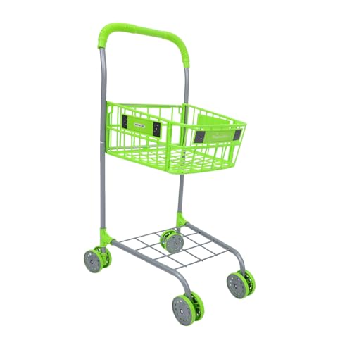 Abaodam Einkaufswagen aus Metall Leichter Supermarkt Handwagen Kindgerecht mit Glatten Kanten für Rollenspiele mit Gemüse und Obst Robust und Kompakt für Drinnen und Draußen von Abaodam