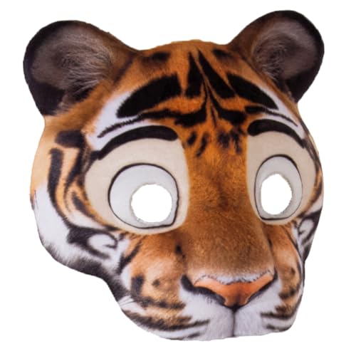 Abaodam Einstellbare Tiger Halbmaske aus Leichtem EVA für Halloween Karneval Kostümparty Realistische Tiermaske mit Elastischem Band Passform für Erwachsene für Maskerade und Verkleidung von Abaodam