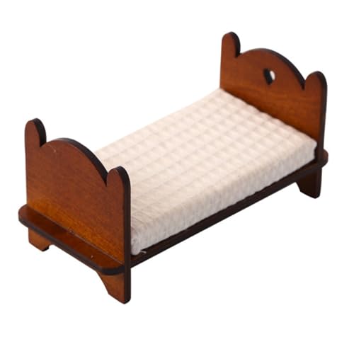 Abaodam Miniatur-einzelbett Für Puppenhaus Holz Kindermöbel Spielzeug Detailliertes Und Realistisches Bett Modellbettwäsche von Abaodam
