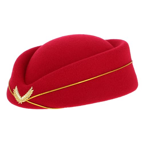 Abaodam Filz Stewardess Hut Damen Verstellbare Airline Air Hostess Mütze für Halloween Cosplay Baskenmütze Tiefroter Bühnenhut für Kostüm Partys und Auftritte Abaodam Filz Stewardess Hut Damen Verstellbare Airline Air Hostess Mütze für Halloween Cosplay Baskenmütze Tiefroter Bühnenhut für Kostüm Partys und Auftritte von Abaodam