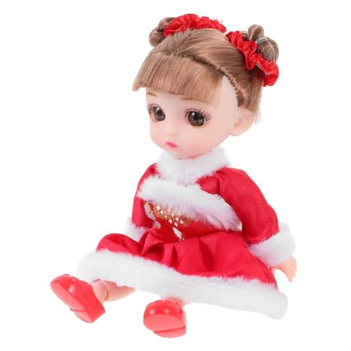 Abaodam Frühlingsfest-Puppe Mädchen Entzückende Festliche Puppe Kleines Puppenspielzeug Kinderferiengeschenk Mädchen Puppe Schulkinderpuppenspielzeug Rot Vinyl von Abaodam