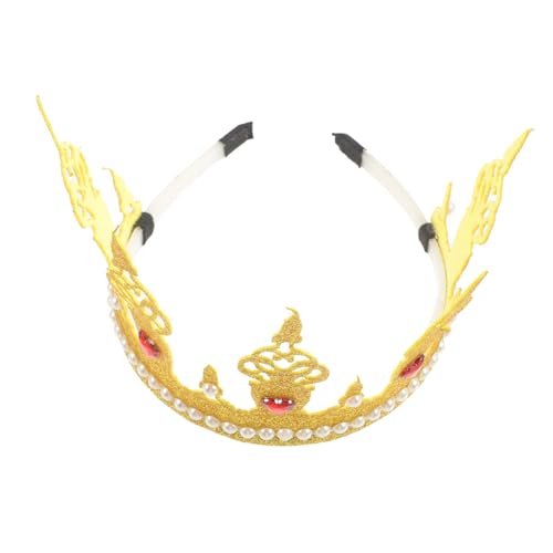 Abaodam Geburtstagskrone Kopfschmuck Perlenhut Zum Ersten Geburtstag Stoffhut Goldene Strasssteine Geburtstagskrone Für Kleinkinder von Abaodam