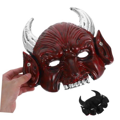 Abaodam Gruselige Rote Teufelsmaske für Halloween Verstellbare Passform Einzigartiges Design für Cosplay und Kostümpartys für Erwachsene und Jugendliche von Abaodam
