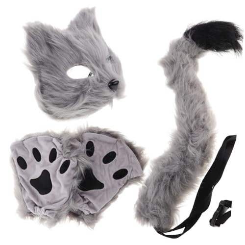 Abaodam Halbgesicht Fuchs Maske mit und Pfotenhandschuhen Tierkostüm für Halloween Karneval und Cosplay für Kreative Verkleidungen und Partys von Abaodam