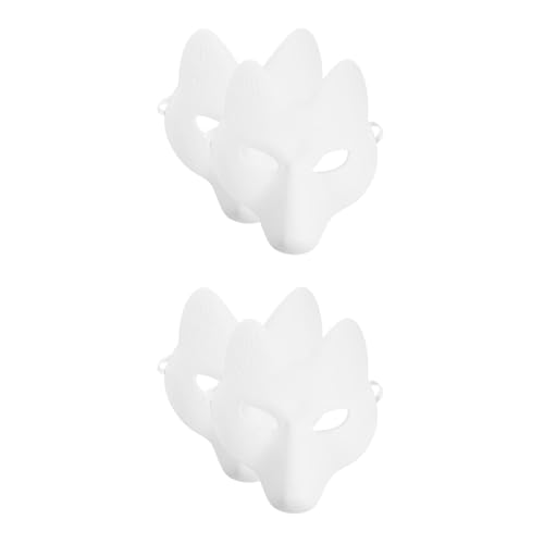 Abaodam Halloween Fuchsmaske 4 Stück Weiße Schlichte Blankomaske DIY Tier Unbemalt Basteln Für Cosplay Maskenpartys Kostüm Accessoire von Abaodam