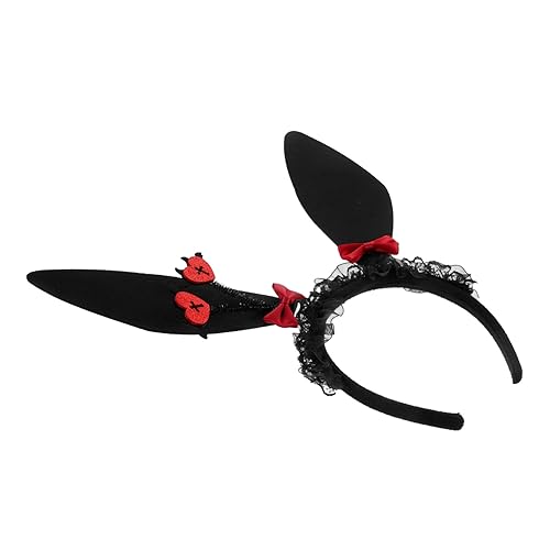 Abaodam Halloween-Hasenohren Cosplay Maske Kostüm halloween haarschmuck halloween costume kaninchenohren Flauschiges Haarband mit Hasenohren Halloween-Party-Hasenohr-Haarreif gefühlt Black von Abaodam