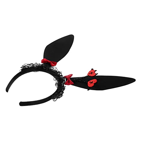 Abaodam Halloween-Hasenohren Haarband Kostüm Stirnbänder für Damen Cosplay Gesicht halloween haarreif halloween headband Stirnband mit Hasenohren Hasenohr-Haarreifen Plastik Black von Abaodam