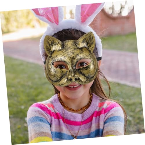 Abaodam Halloween Katzenmaske Halbgesicht Cosplay Tiermaske Retro Goldfarbene Katze Maske für Kostümparty Karneval Maskerade Zubehör für Damen und Herren Abaodam Halloween Katzenmaske Halbgesicht Cosplay Tiermaske Retro Goldfarbene Katze Maske für Kostümparty Karneval Maskerade Zubehör für Damen und Herren von Abaodam