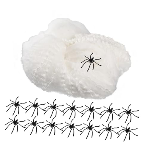 Abaodam Halloween Spinnennetz Dekoration The-Dark Spinnweben mit Kunststoffspinnen Dehnbare Spinnennetz Deko für Gruselige Party Indoor Outdoor von Abaodam