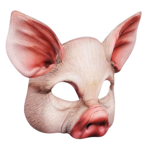 Abaodam Halloween Tiermaske Schwein Halbgesichts Kostümmaske für Erwachsene Leichte Cosplay Party Maske Witziges Tierkostüm Zubehör für Karneval Maskenball und Festveranstaltungen von Abaodam