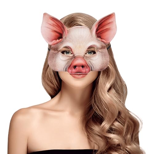 Abaodam Halloween-tiermaske: Halbgesichts-schweinemaske für Party-festivals, Cosplay, Kostümball – Lustige Maskerade-kostüm-requisite für Karnevalsveranstaltungen von Abaodam