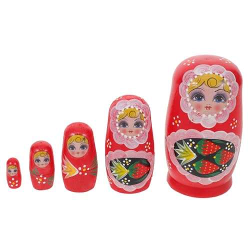 Abaodam Handbemaltes Holz Matroschka Set Fünf-lagige Russische Nesting Dolls Farbige Erdbeer-mädchen Figuren Stabile Sammler-Puppen Geschenkidee für Feiertage und Wohnkultur Abaodam Handbemaltes Holz Matroschka Set Fünf-lagige Russische Nesting Dolls Farbige Erdbeer-mädchen Figuren Stabile Sammler-Puppen Geschenkidee für Feiertage und Wohnkultur von Abaodam