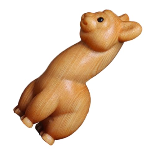 Abaodam Handgefertigte Hölzerne Alpaka -Figur Niedliche Tierische Desktop -Ornament Kleine Tierholzhülsenhandwerk Alpaka -skulpturdekoration von Abaodam