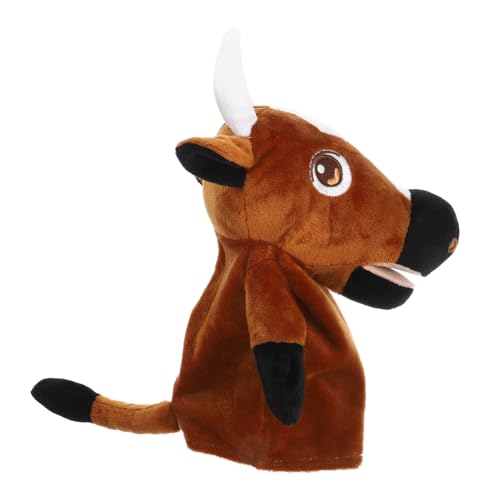 Abaodam Handpuppe Ochse Süße Tierpuppen Cartoon-handpuppen Interaktive Puppen Tiere Dekoratives Handpuppenspielzeug Kuscheltier Plüschpuppen Kleine Handpuppe Pp Baumwolle Brown von Abaodam