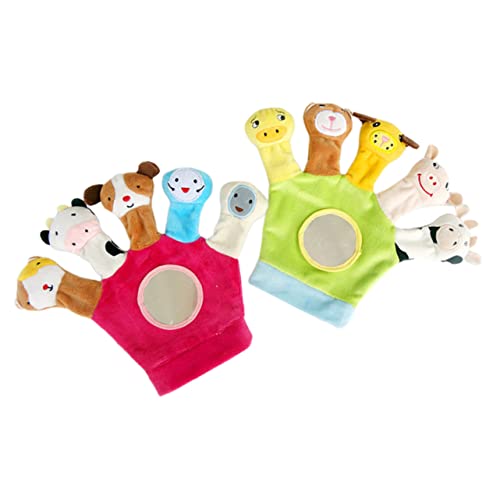 Abaodam Handschuh Puets Tiere 2er-Pack Baby-flanellhandschuhe Handpuppenhandschuhe Spielzeug Für Jungen Und Mädchen Zum Geschichtenerzählen Und Zur Eltern-Kind-bindung von Abaodam