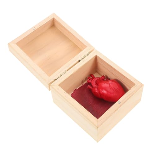 Abaodam Herz-orgel-geschenkbox Deko Halloween-Herz Blutige Realistische Herzstütze Quadratische Rustikale Holzkisten Gruseliges Falsches Herz Menschliches Herz Halloween Beige Hölzern von Abaodam
