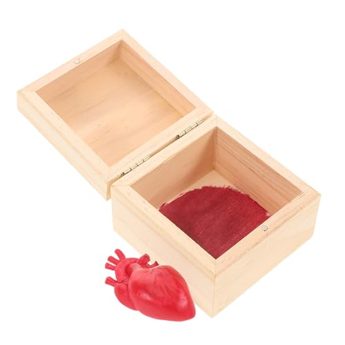 Abaodam Herz-orgel-geschenkbox Deko Unfertige Holzkisten Zum Basteln Halloween-Herz Künstliche Herz-Requisiten Menschliches Herz Halloween Herzförmige Handskulptur Aus Holz Harz Beige von Abaodam