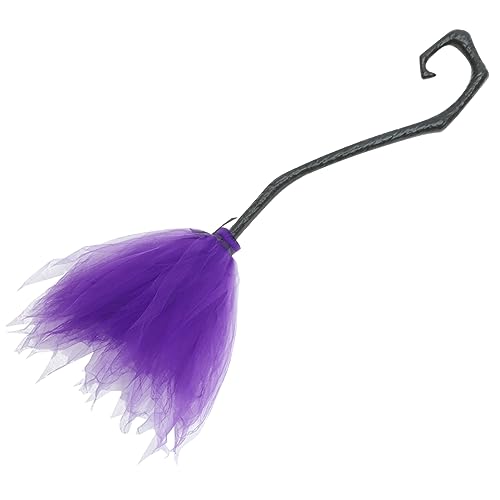 Abaodam Hexenbesen Dekoration Mesh Cosplay Besen Kunststoff Hexen Besen Schwarz Hexenbesen von Abaodam