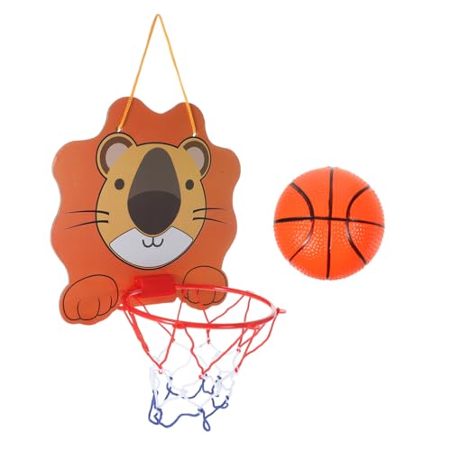 Abaodam Höhenverstellbares Mini Basketballkorb Set für Indoor mit Cartoon Löwen Rückwand Leichter Kunststoff Basketballspielzeug mit Pumpe für Zimmer Büro Zuhause von Abaodam