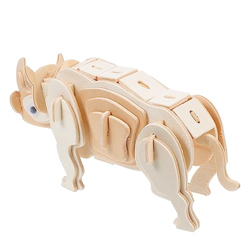 Abaodam Holz Nashorn Puzzle DIY Handgemachtes Puzzle Modell für pädagogisches Handwerk Puzzle für Jungen Verbessert Hand Auge Koordination Kreative Fähigkeiten von Abaodam